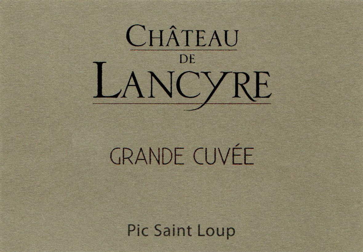 Etiquette de Grande Cuvee vin rouge Chateau de Lancyre AOC Coteaux du Languedoc Pic Saint Loup