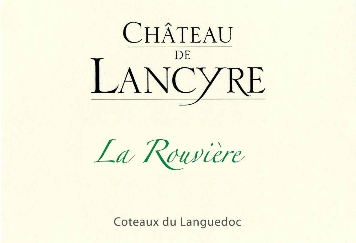 Etiquette de Rouviere vin blanc Chateau de Lancyre AOC Coteaux du Languedoc Pic Saint Loup