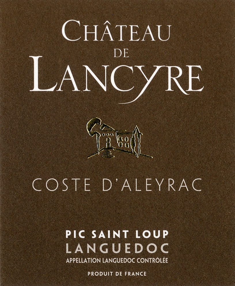 Etiquette de Coste d Aleyrac vin rouge Chateau de Lancyre AOC Coteaux du Languedoc Pic Saint Loup